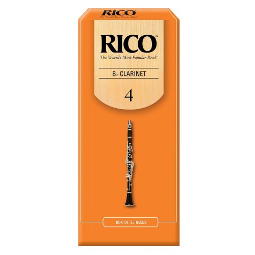  Rico Bb Clarinet Reeds, Strength 4.0, 25-pack
