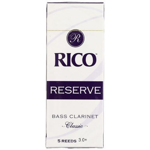  Rico Reserve Classic Bass Clarinet Reeds, Strength 3.0+, 5-pack