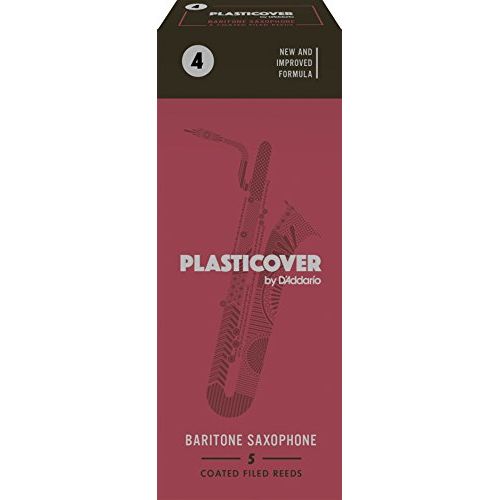  D'Addario Woodwinds Rico Plasticover Baritone Sax Reeds, Strength 4.0, 5-pack