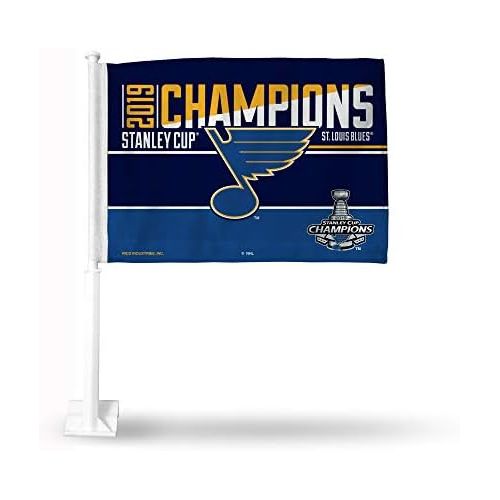  Rico Industries NHL St. Louis Blues Car Flag, with White Polecar Flag, with White Pole, Blue, 19