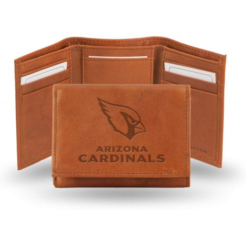  Rico Industries NFL Arizona Cardinals Embossed Leather Trifold Wallet, Tan