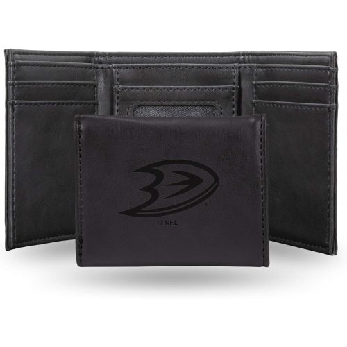  Rico Industries NHL Laser Engraved Tri-Fold Wallet, Black