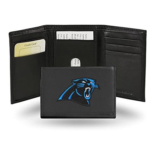  Rico Industries NFL Carolina Panthers Embroidered Genuine Leather Trifold Wallet