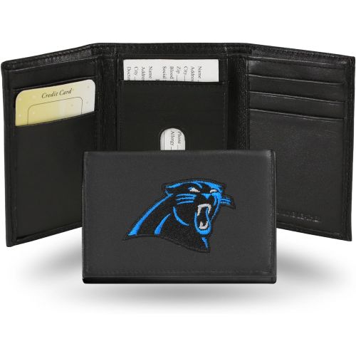  Rico Industries NFL Carolina Panthers Embroidered Genuine Leather Trifold Wallet