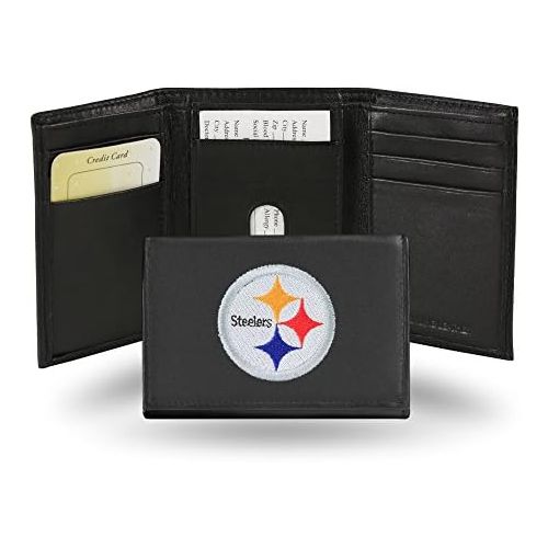  Rico Industries NFL Pittsburgh Steelers Embroidered Genuine Leather Trifold Wallet