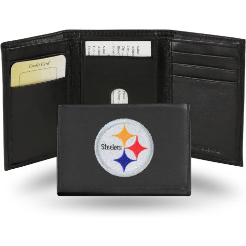  Rico Industries NFL Pittsburgh Steelers Embroidered Genuine Leather Trifold Wallet