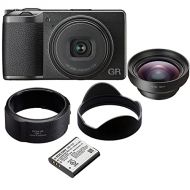 Ricoh GR III Digital Camera, Black - Bundle GW-4 Wide Conversion Lens, GA-1 Lens Adapter, DB-110 Battery