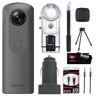 Ricoh Theta V 360 4K VR Camera with Ricoh TA-1 3D Microphone + Ricoh Selfie Stick & Video Editing Kit