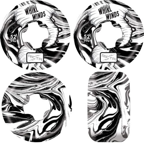  Ricta Skateboard Wheels 52mm Whirlwinds 99A Black/White Swirl