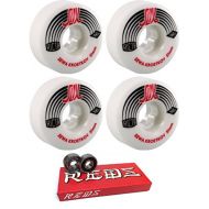 Ricta 51mm Wheels Sewa Kroetkov Slix White Skateboard Wheels - 99a with Bones Bearings - 8mm Bones Super Reds Skate Rated Skateboard Bearings (8) Pack - Bundle of 2 Items