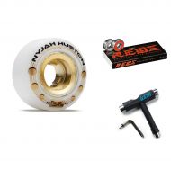 Ricta Skateboard Wheels 52mm Nyjah Huston Chrome Core White/Gold with Bones Reds Bearings and CCS Skate Tool