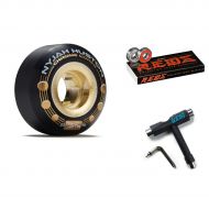 Ricta Nyjah Huston Chrome Core 99a Skateboard Wheels,Multicolored,53mm with Bones Reds Bearings and CCS Skate Tool