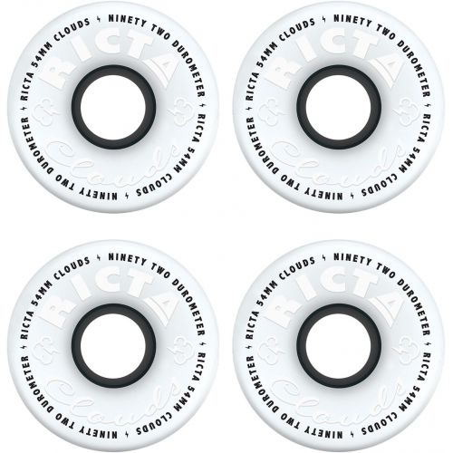  Ricta Clouds White/Black 54mm 92a Skateboard Wheels (Set of 4)