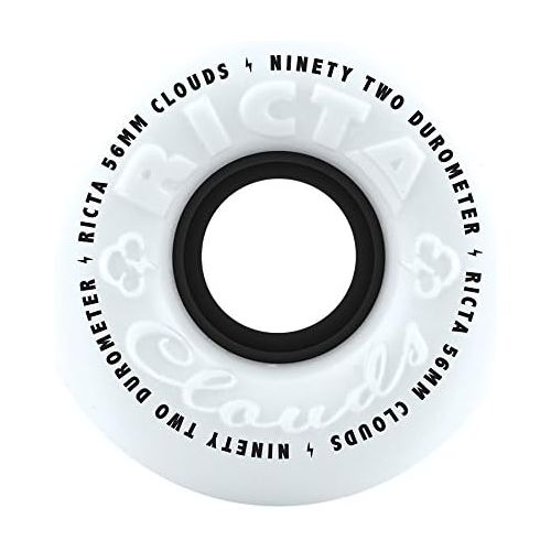  Ricta RICTA SKATEBOARD WHEELS 56mm Clouds 92a White/Black (4 Pack) Independent Bearing