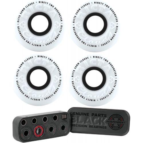  Ricta RICTA SKATEBOARD WHEELS 56mm Clouds 92a White/Black (4 Pack) Independent Bearing