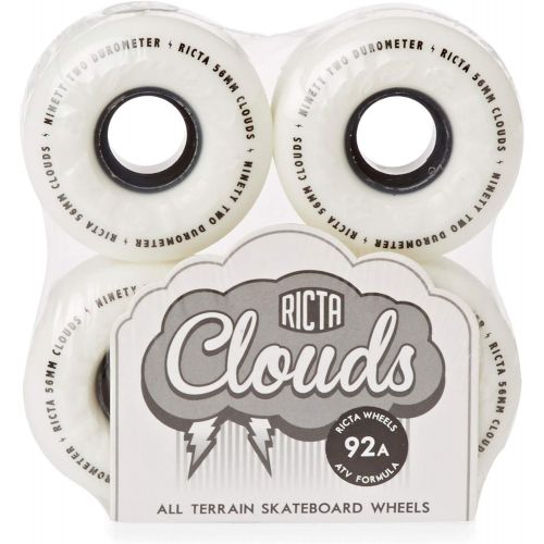  Value not found Ricta Unisex Adult Clouds 92A The 92a Urethane is A Happy Medium That Allows You to Skate Rough Spots Without Compromising Performance. - White/Black, 56mm