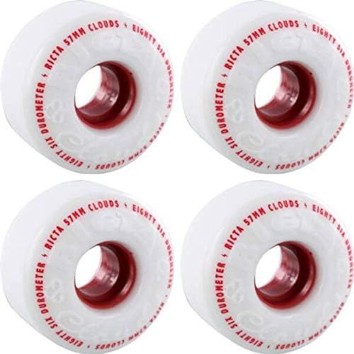  Ricta Wheels Clouds White/Red Skateboard Wheels - 57mm 86a (Set of 4)