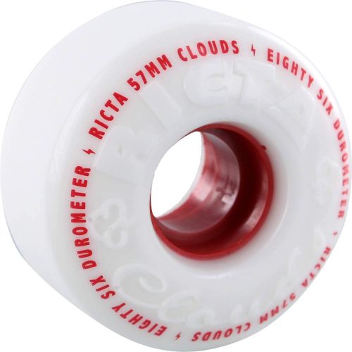  Ricta Wheels Clouds White/Red Skateboard Wheels - 57mm 86a (Set of 4)