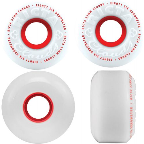  Ricta Clouds White/Red 57mm 86a Skateboard Wheels (Set of 4)