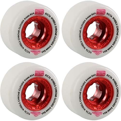  Ricta Wheels Chrome Clouds White/Red Skateboard Wheels - 54mm 86a (Set of 4)