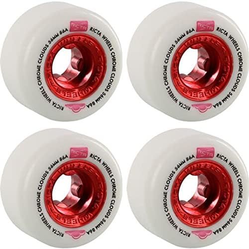  Ricta Wheels Chrome Clouds White/Red Skateboard Wheels - 56mm 86a (Set of 4)