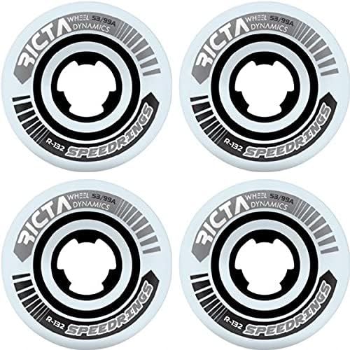  Ricta Wheels Speedrings Wide White/Silver Skateboard Wheels - 53mm 99a (Set of 4)