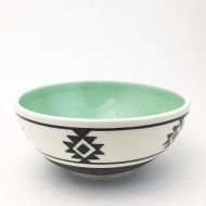 /RiderCeramics READY TO SHIP hand painted wheel thrown southwest inspired bowl with mint green inside