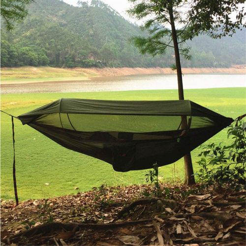  Ridge MIGHTYDUTY 2 in 1 Double Person Camping Hammock with Mosquito Net & Sun Shade Cloth & Tree Straps, Portable, Lightweight, Automatic Pop Up Design