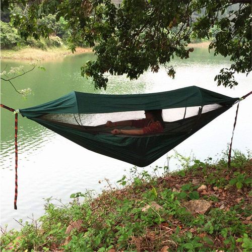  Ridge MIGHTYDUTY 2 in 1 Double Person Camping Hammock with Mosquito Net & Sun Shade Cloth & Tree Straps, Portable, Lightweight, Automatic Pop Up Design