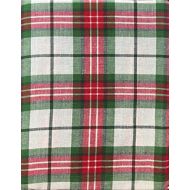 Ridgefield Home Fabric Cotton Christmas Holiday Scottish Plaid Tartan Pattern Tablecloth Set 8 Napkins Shades Red White Green 60 Inches 102 Inches