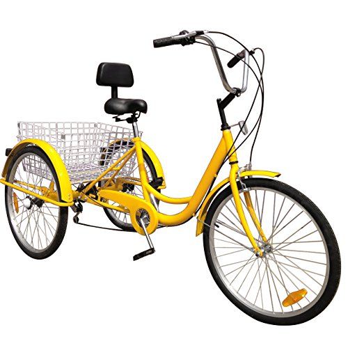  Ridgeyard 6 Speed 24 Inch 3 Wheel Adult Tricycle Bike Cycling Pedal Cruiser Bicycles Folding Basket