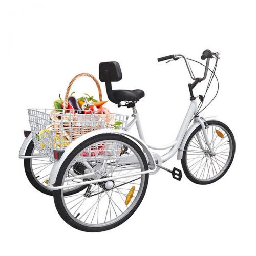  Ridgeyard 6 Speed 24 Inch 3 Wheel Adult Tricycle Bike Cycling Pedal Cruiser Bicycles Folding Basket