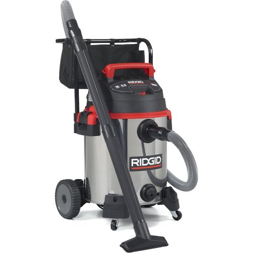  RIDGID 50353 1610RV Stainless Steel Wet Dry Vacuum, 16-Gallon Shop Vacuum with Cart, 6.5 Peak HP Motor, Large Wheels, Pro Hose, Drain, Blower Port