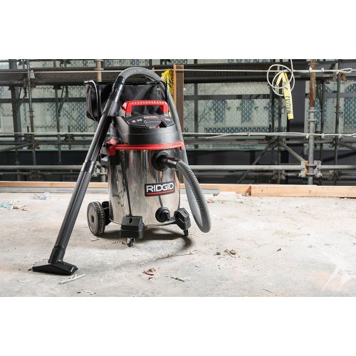  RIDGID 50353 1610RV Stainless Steel Wet Dry Vacuum, 16-Gallon Shop Vacuum with Cart, 6.5 Peak HP Motor, Large Wheels, Pro Hose, Drain, Blower Port