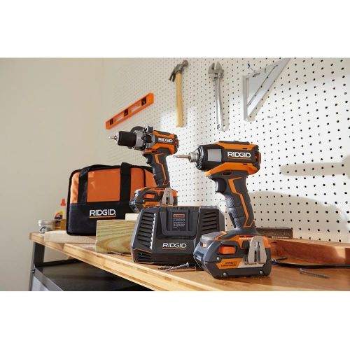  Ridgid 18-Volt Gen5X Lithium-Ion Cordless Brushless Hammer Drill and Impact Driver Combo Kit with (2) 4.0Ah Batteries