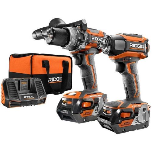  Ridgid 18-Volt Gen5X Lithium-Ion Cordless Brushless Hammer Drill and Impact Driver Combo Kit with (2) 4.0Ah Batteries