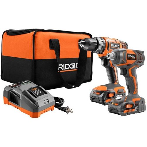  RIDGID R96021SB 18V Lithium-Ion Cordless Drill/Driver and Impact Driver Combo Kit with (2) 2.0Ah Batteries