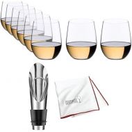 Riedel O Wine Tumbler Viognier/Chardonnay, Pay for 6 get 8 Includes Wine Pourer with Stopper Polishing Cloth