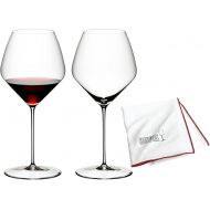 Riedel Veloce Pinot Noir/Nebbiolo Glasses (Set of 2) Bundle with Microfiber Polishing Cloth (2 Items)