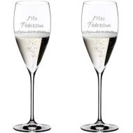 Riedel Personalized Vinum Vintage Champagne Glass Pair, Set of 2 Custom Engraved Crystal Champagne Flutes for Franciacorta, Champagne, Cava, Sekt, Sparkling Wine, Prosecco