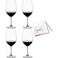 Riedel Vinum Bordeaux Grand Cru Glasses (4-Pack) with Polishing Cloth Bundle (3 Items)
