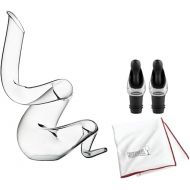 Riedel Boa Decanter with Wine Pourer Bundle with Stoppers (2-Pack) and Large Microfiber Polishing Cloth (4 Items)