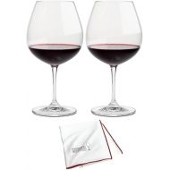 Riedel Vinum Pinot Noir Glasses (Set of 2) with Large Microfiber Polishing Cloth Bundle (3 Items)