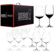 Riedel VINUM Pay 6 Get 8 Mixed Red Glass Varietal Set 4 Cabernet/Merlot and 4 New World Pinot Noir