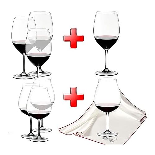  Riedel VINUM Pay 6 Get 8 Mixed Red Glass Varietal Set 4 Cabernet/Merlot and 4 New World Pinot Noir