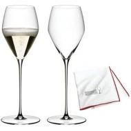 Riedel Veloce Champagne Wine Glasses (Set of 2) Bundle with Microfiber Polishing Cloth (2 Items)