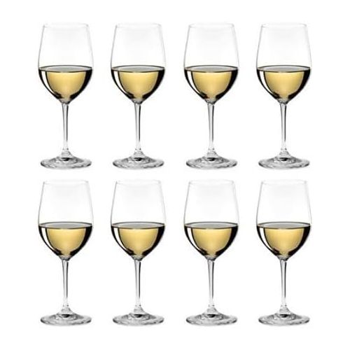  Riedel Vinum Chablis Chardonnay Wine Glass (8-Pack) Bundle with Wine Pourer and Large Microfiber Polishing Cloth (3 Items)