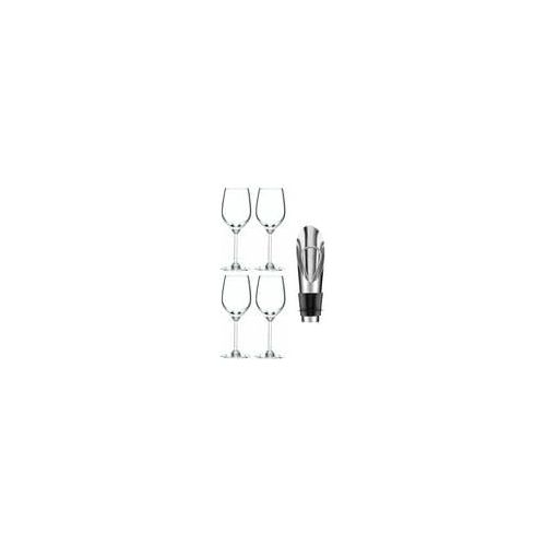  Riedel Wine Series Viognier/Chardonnay Glass, Set of 4 Bundle with Wine Pourer and Stopper (3 Items)