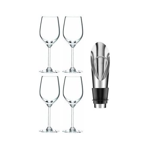  Riedel Wine Series Viognier/Chardonnay Glass, Set of 4 Bundle with Wine Pourer and Stopper (3 Items)