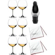 Riedel Vinum Oaked Chardonnay/Montrachet Glass (6-Pack) Bundle with Wine Pourer and 2 Microfiber Polishing Cloths (6 Items)